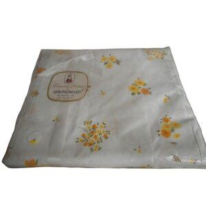 NIB Vintage Springmaid Twin XL 72 x 108 yellow floral flat sheet 100% cotton
